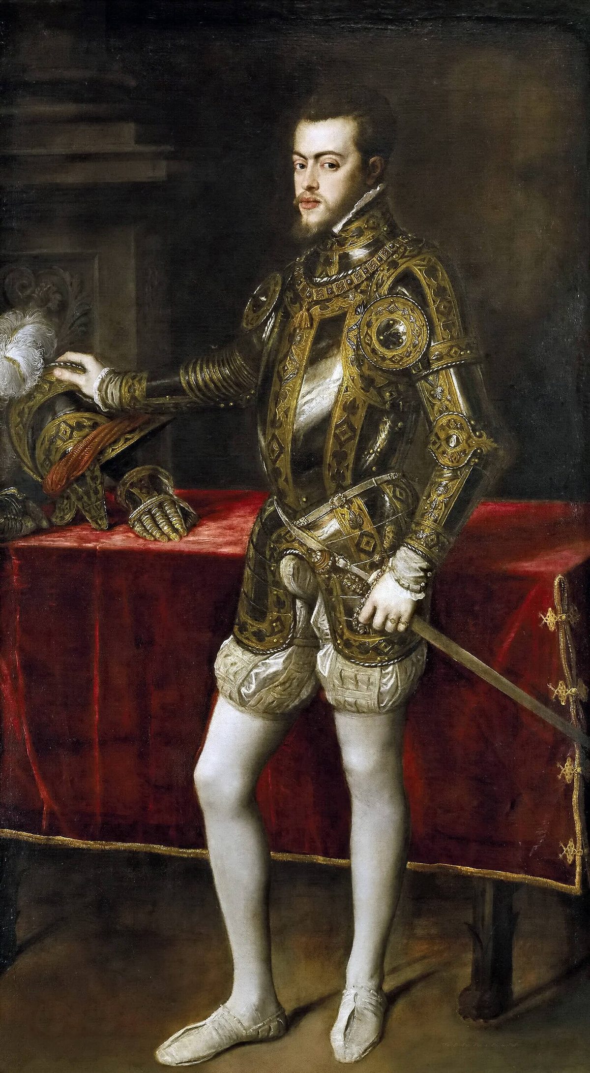 Filipe II em armadura, por Ticiano, 1551 — Prado, sala 027