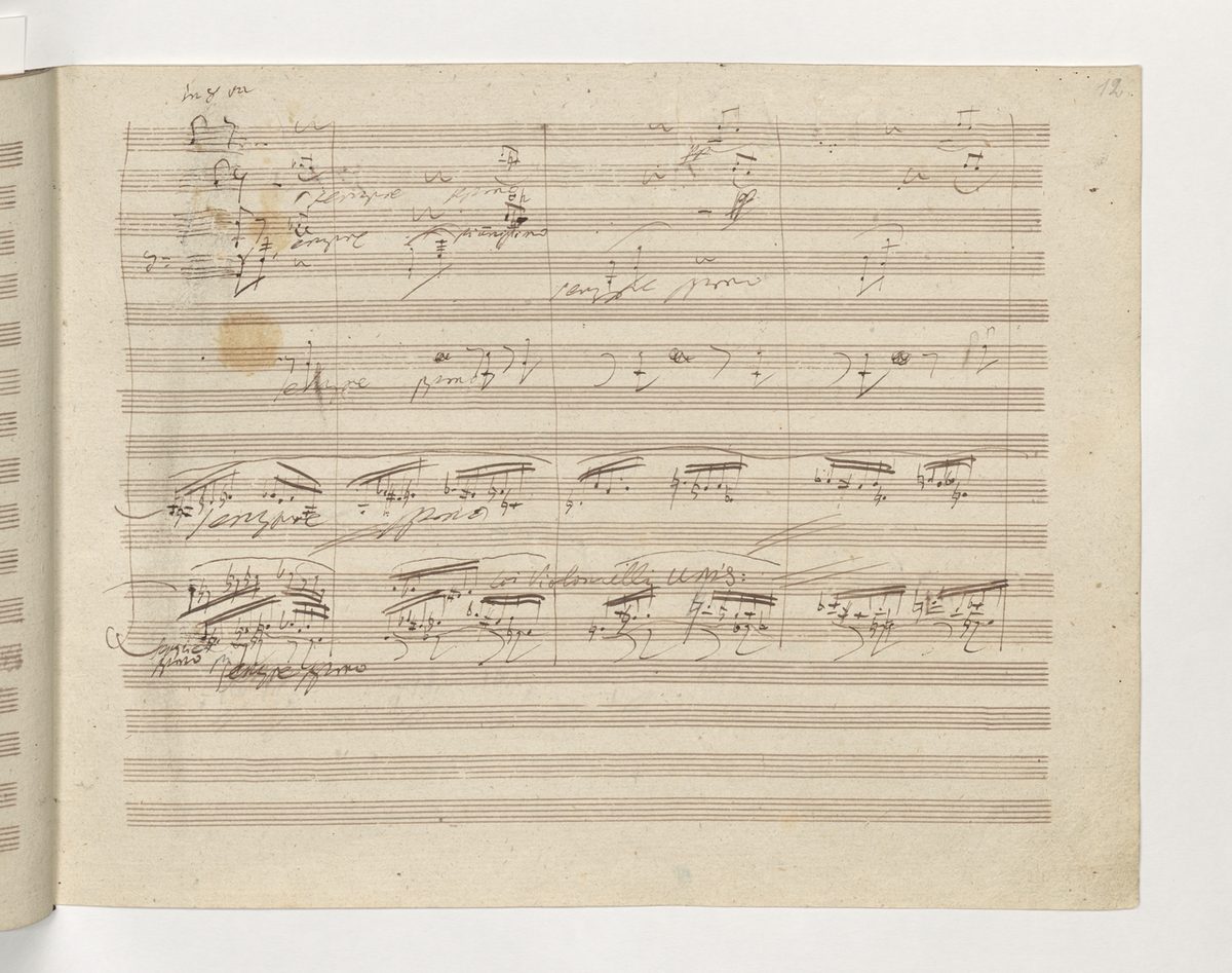 Página 12 do manuscrito autógrafo da Nona Sinfonia